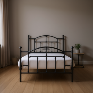 <b>Black</b> Powder Coated Steel Twin Bed <b>Frame</b> Rectangular Metal Bed Industrial Bedroom Furniture - Product Image 2