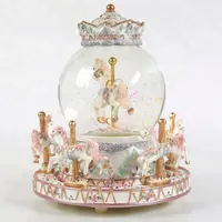 Romantic Crystal Snow Globe Carousel Music Box