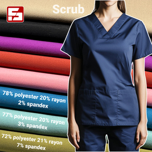 Vải may đồ y tế 77% Polyester, 20% Rayon, 3% Spandex, co giãn hai chiều, dùng cho đồng phục y tế, đồ scrub điều dưỡng - Product Image 1