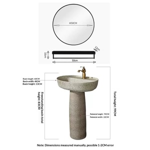 Lavabos de Pedestal para el Hogar, Estilo Chino Moderno, Lavabo de Cerámica de un Solo Orificio, Montado en el Suelo, para Baño o Exterior, Cerámica de Jingdezhen - Product Image 5