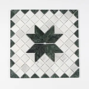 Hochwertige 300 x 300 mm Marmorstein-Wasserstrahl-Mosaikfliese Küche Backsplash-Badezimmerwand