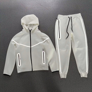 Conjunto Deportivo de Alta Calidad para <span class=keywords><strong>Hombre</strong></span>, Sudadera y Pantalones de Algodón Reflectante, Chaqueta con Cremallera y Capucha - Product Image 4