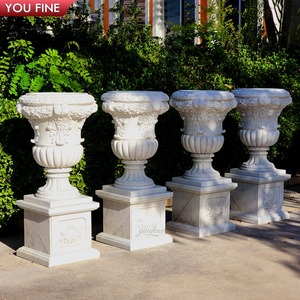 Pots à fleurs en marbre sculptés à la main YOUFINE, urnes de jardin classiques pour l'aménagement paysager de villas et de terres de prestige - Product Image 3
