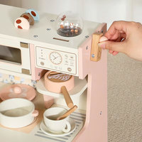 Jeu de cuisine certifié CPC CE EN71 Jouet en bois unisexe avec café et machine à laver Cadeau de Noël pour les enfants de 2 à 4 ans