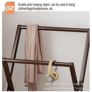 Clothing Organizer Foldable Wooden <b>Rack</b> With Canvas <b>Shelf</b> For Bedroom Storage - Product Image 2