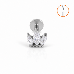 Labret hypoallergénique en titane F136 sans filetage, motif fleur, pour femme, pour lèvre ou <span class=keywords><strong>tragus</strong></span> - Product Image 2