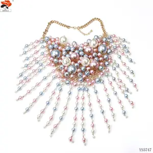 Collier de bijoux exagérés européens et américains, imitation de perles multicouches, collier à pampilles, chaîne, boucles d'oreilles, ensemble personnalisé