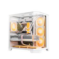 AntarcChill White Gaming ATX Desktop Table Computer Case Mid Tower with 7 Fans Full View Tempered Glass Fish Tank Fashion