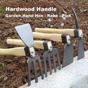Outils de jardinage FixCraft, petite houe à lame en acier inoxydable, manche en bois, râteau multifonctionnel pour creuser en extérieur, pioche - Product Image 4