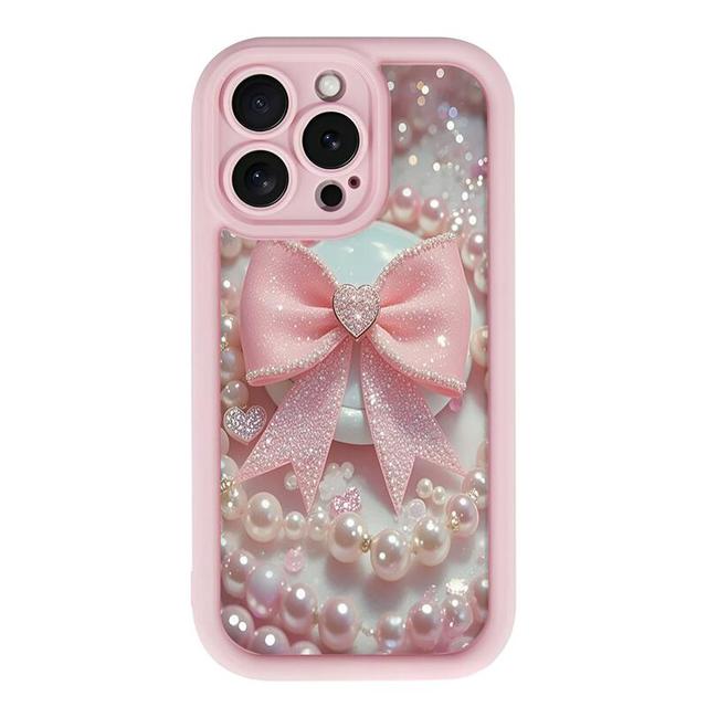Fashion Bow Girls Women Shockproof Mobile Phone Cases for Iphone17 Air 16 15 Plus Pro Max 14 13 12 11 X XR Protective Back Cover