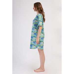 Robe Tunique Élégante pour Femme en Lyocell, Col Montant, Longueur Genou, Manches Courtes, Poches Ovales, Décoration Diamant, ODM pour le Jour - Product Image 3