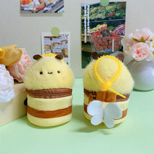 Mini bozuk para cüzdanı anahtarlık Charm sevimli <span class=keywords><strong>Kawaii</strong></span> küçük silindir peluş arı ruj fermuarlı kese cüzdan çantası sırt çantası kolye oyuncak - Product Image 3