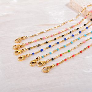 Collana in Acciaio Inossidabile Bohémien con Smalto Colorato ad Alta Fedeltà, Catena Base per Accessori Impilabili, Collana Smaltata di Tendenza per Feste - Product Image 4