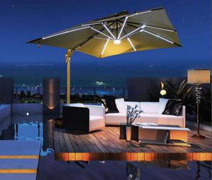 Waterproof Large Cantilever Umbrella with Solar <b>Panel</b> <b>Lighting</b> - Product Image 1