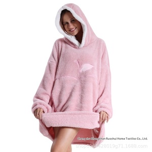 Para <span class=keywords><strong>Amazon</strong></span>, el camisón de terciopelo cómodo de doble cara para <span class=keywords><strong>mujer</strong></span> más vendido, manta de TV perezosa de manga larga para otoño e invierno con logotipo - Product Image 6