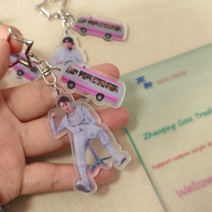 2PCS KPOP J-Hope Jungkook V Porte-clés en acrylique Jimin Suga <span class=keywords><strong>RM</strong></span> <span class=keywords><strong>Jin</strong></span>, breloque imprimée double face, porte-clés de sac, souvenir pour fans, cadeau - Product Image 2