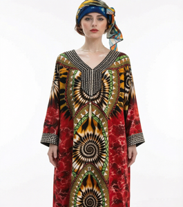 Robe longue ample pour femme, style Dashiki africain, manches kimono, imprimée - Product Image 1