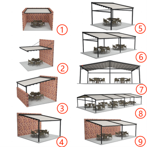 Auvent électrique pliable entièrement en aluminium avec éclairage LED, 10 niveaux de résistance au <span class=keywords><strong>vent</strong></span>, personnalisable pour les terrasses de villas - Product Image 6