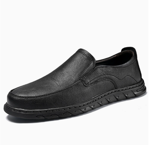 Men Genuine Leather <b>Slip</b> <b>On</b> Loafers Round Toe Cushioned Office Dress Shoes All Seasons Rubber Outsole EVA Midsole - Product Image 2