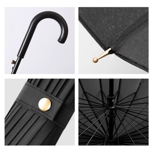 Custom Logo Large Straight Umbrella for Men Waterproof Fiberglass <b>Frame</b> Semi-Automatic Opening Classic Black Office Formal - Product Image 4