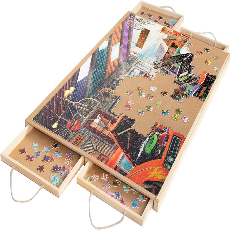 Wooden Puzzle Table with Legs and