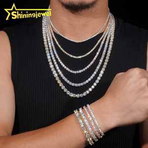 Collar de Cadena de Tenis de 4mm con Moissanita VVS D de Joyería Hip Hop en Plata 925, Estilo Iced Out, También Pulsera, Envío Rápido desde Almacén en EE. UU. - Product Image 2