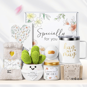 LANJO Self Care <b>Gifts</b> Basket With Mug Socks Cactus Plush Candle Soap for Unique Christmas <b>Gift</b> <b>Set</b> for Mom Her Sister Wife - Product Image 1