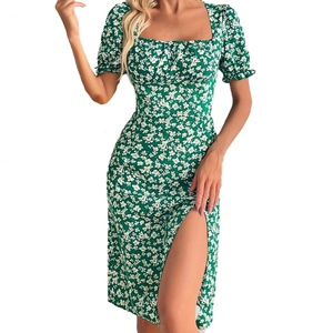 Vestido Casual Midi de Manga Corta con Estampado Floral Fresco, Ecológico, de Alta Calidad, Personalizado al por Mayor OEM/ODM - Product Image 5