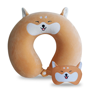 Almohada de Viaje en Forma de U con Diseño de Animales de Dibujos Animados, Almohada Cervical de Espuma Viscoelástica Suave, Cojín de Apoyo para la Cabeza en el Avión - Product Image 1