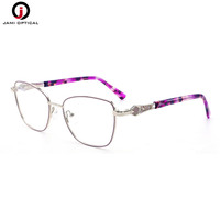 Vente en gros de montures optiques en métal plaqué IP, lunettes rétro œil de chat, logo personnalisé, montures de lunettes pour femmes de haute qualité