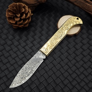 Couteau pliant en acier inoxydable HK FB207 180 mm, manche en acier inoxydable/cuivre blanc, haute dureté, multifonctionnel, tranchant, OEM, DIY - Product Image 4