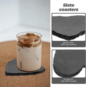 4Pcs Hiện Đại Màu Đen Mô Hình Trái Tim Thân Thiện Với Môi Chịu Nhiệt Cup Thảm Slate Đế Lót Ly Đá Cho Nhà Bảng Đồ Uống Đồ Uống Rượu Vang - Product Image 3