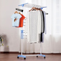 Séchoir à linge mobile multifonctionnel, séchoir à serviettes, séchoir à linge pliable pour le sol, double poteau, support de suspension