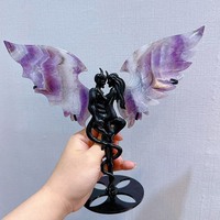 Produit phare : Papillon en cristal de pierre semi-précieuse Agate mousse et Améthyste Rêve, avec ailes d'ange et Golden Healer, pour la décoration