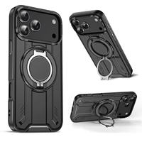 Coque de téléphone portable de luxe en TPU+PC avec anneau magnétique et finition miroir couleur unie, vente en gros d'usine pour les séries 17 et 18
