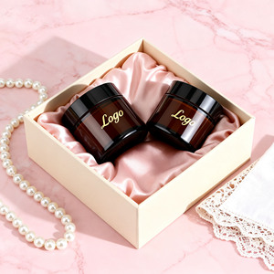 럭셔리 라운드 화장품 유리 항아리 리필 가능한 빈 미니 아이 & 페이스 크림 5g/10ml 앰버 (금 뚜껑 포함) 에센셜 오일 용 상자 - Product Image 5