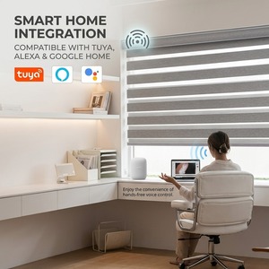 Tende a Rullo Zebra Automatiche Senza Foratura, a Batteria Ricaricabile, Senza Fili, Giorno/Notte, Doppio Strato in Tessuto, Motorizzate - Product Image 1