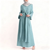 Robe Abaya ethnique pour femmes musulmanes, taille plus, printemps, Ramadan, couleur unie, anti-rides, respirante, polyester, faite à la main, été