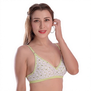Sujetador con estampado entrelazado, sujetador de tela suave sin relleno, sujetador de poliéster y algodón, sujetador ajustable para uso diario, sujetador cómodo - Product Image 1
