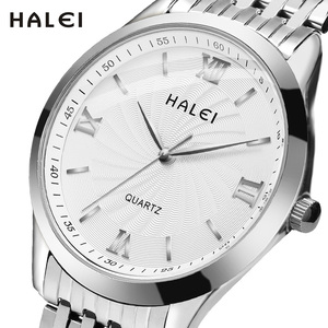 Montre à quartz HALEI, cadran analogique avec chiffres romains, bracelet en acier inoxydable, élégante, unisexe, boîtier rond de 36 mm - Product Image 2