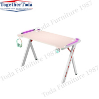 X Z forme personnalisé rose table de jeu chaise led rvb lumières ordinateur portable bureau avec porte-gobelet pour fille garçon