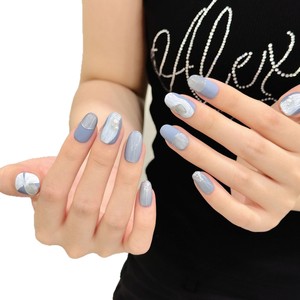 เล็บปลอมสำหรับดวงตาสีฟ้าของแมวสีธารน้ำแข็งสำหรับฤดูร้อนของ Rineland แบบเรียบง่ายผิวด้านสไตล์สั้นทำมือกดบนเล็บที่มีคุณภาพสูง - Product Image 2