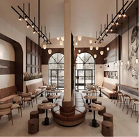 Meubles d'hôtel de luxe 5 étoiles, mobilier commercial contemporain en tissu velours, ensemble de tables de restaurant, mousse haute densité