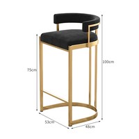 Chaise de bar haute scandinave de luxe léger avec dossier en U, en fer peint à haute température, pour café et bar