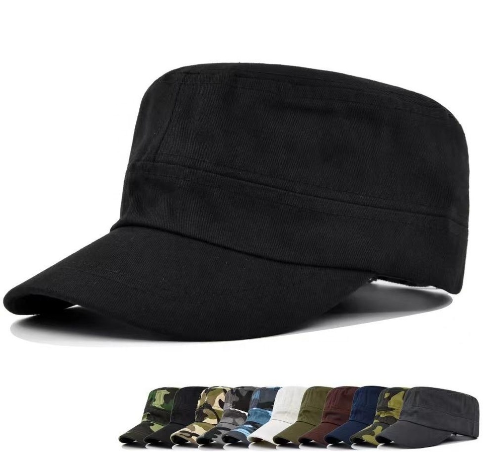 Wholesale Cheap Factory In Stock Captain Cap Solid Twilled Cotton Blank Flat Top Sports Hat For Men Spring Summer Sun Shade