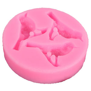 Moule en silicone pour décoration de gâteaux et de fondants, forme ronde 3D, 3 oiseaux de dessin animé identiques : coucou, moineau, <span class=keywords><strong>pie</strong></span> - Product Image 3