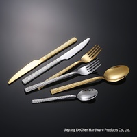 Nouvel ensemble de couverts en acier inoxydable doré, luxe léger, rétro, couteau à steak, fourchette, argenterie dorée, ensemble de couverts pour mariage