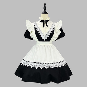 Maid Costume Black White Lace Apron Dress Women Halloween Cosplay Outfit Long <b>Skirt</b> Polyester Fabric - Product Image 3