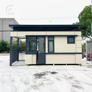 Cabine de sécurité moderne en aluminium avec toilettes, bureau d'accueil autonome, conception modulaire, forme rectangulaire, pieds en métal - Product Image 1
