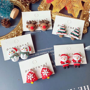 SC ต่างหูหนีบการ์ตูนเจ้าหญิงน่ารักสำหรับเด็ก,ต่างหูทรงซานต้าสโนว์แมนไม่เจาะหวานต่างหูคริสมาสต์สำหรับเด็กผู้หญิง - Product Image 2